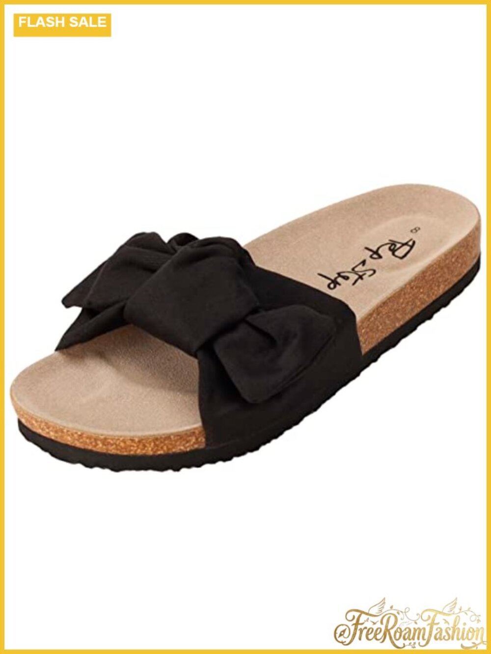 Womens Slide Sandals Bow Knot Slip On Cork Footbed Suede Insole Summer Casual